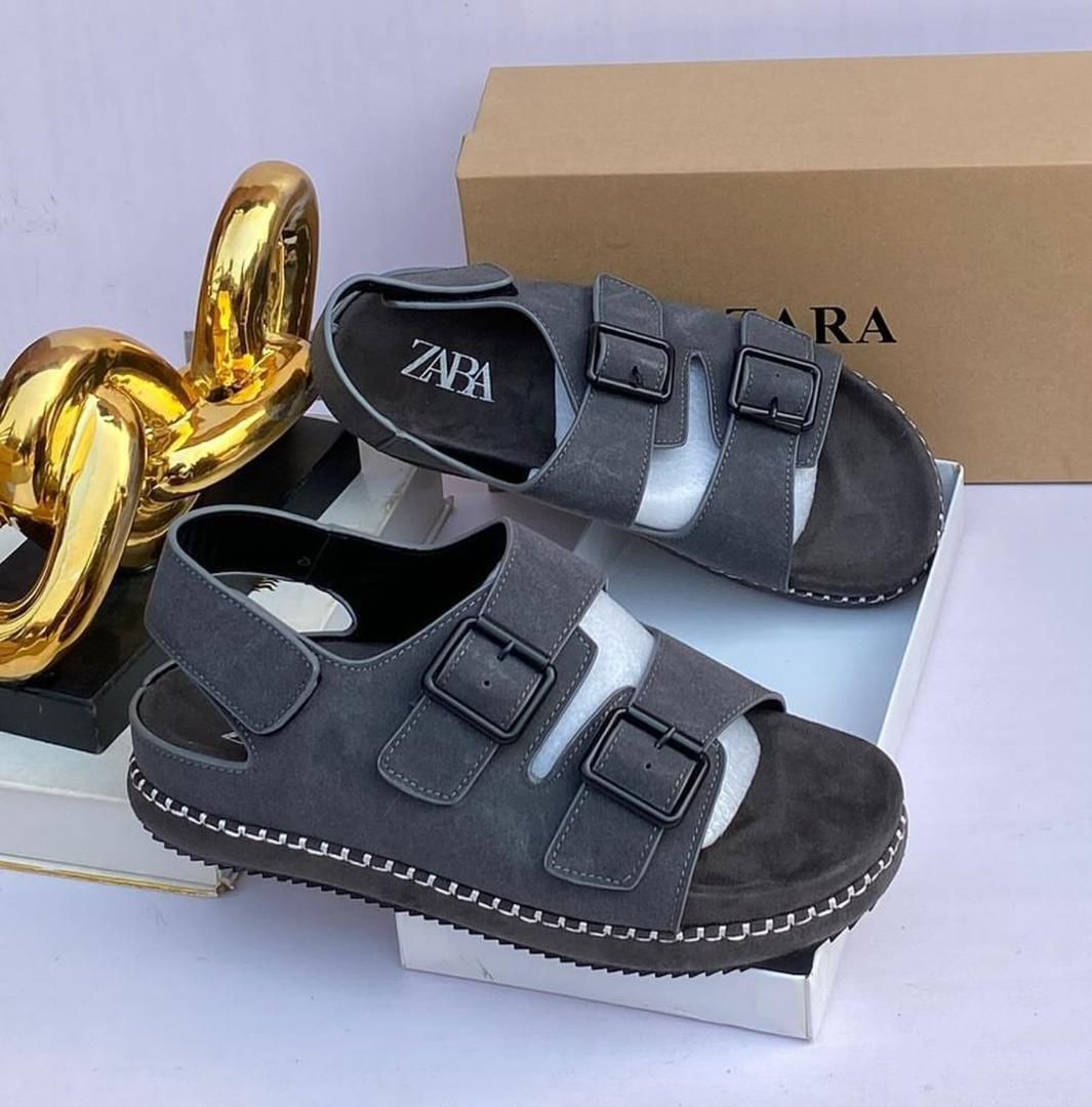 Zara Double-Buckle Suede Sandals