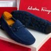 Salvatore Ferragamo Gancini Bit Suede Loafers