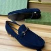 Gucci Men’s Blue Suede Horsebit Loafers