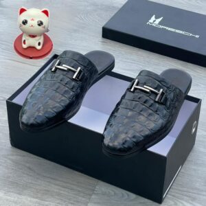 Moreschi Crocodile-Pattern Leather Half-Shoe