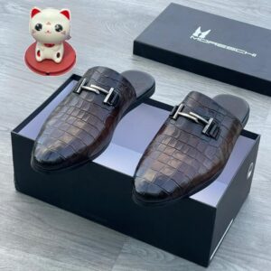 Moreschi Crocodile-Pattern Leather Half-Shoes