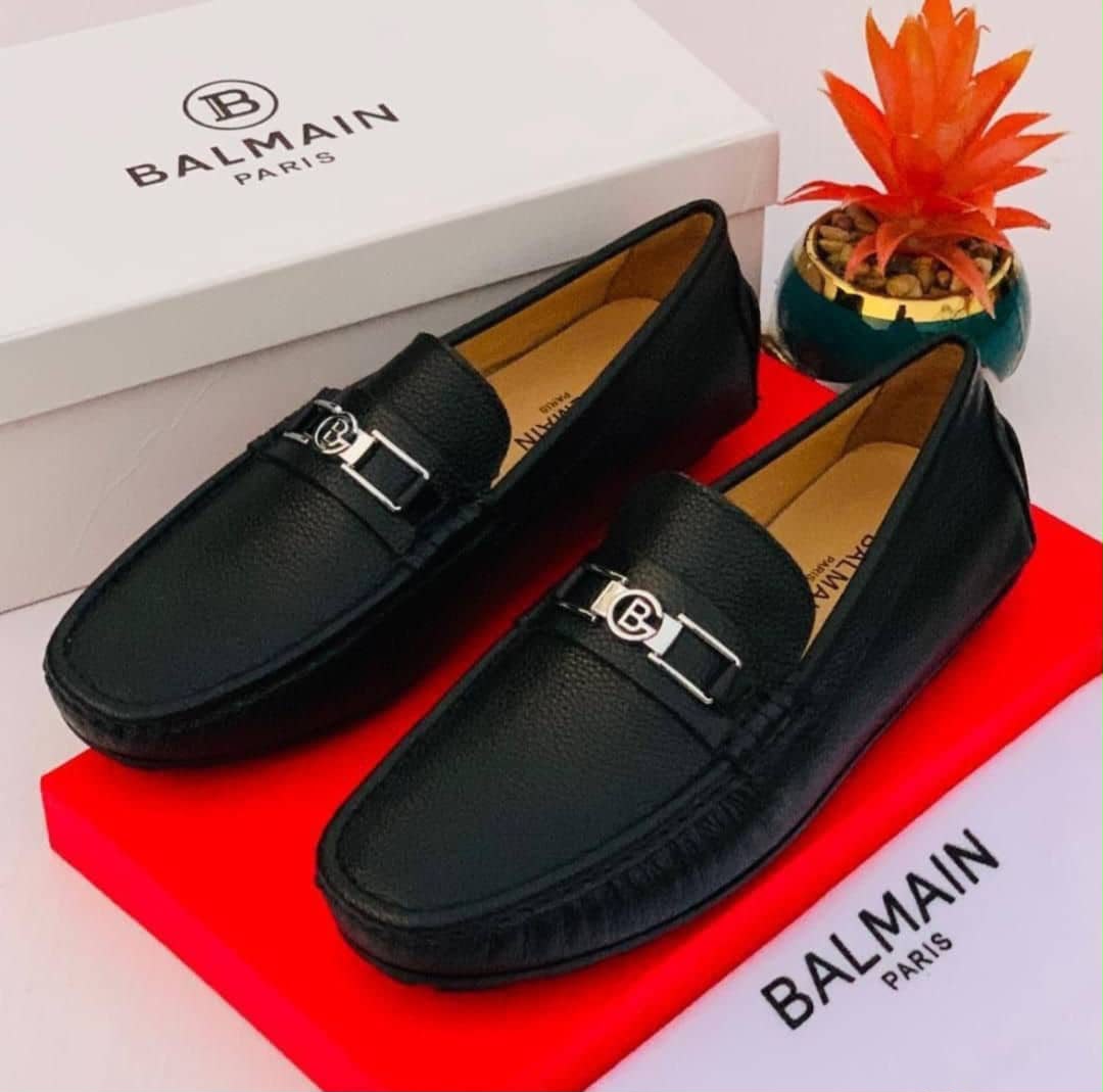 Balmain Paris Grained Leather Loafers