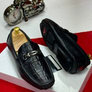 Emporio Armani Crocodile-Embossed Leather Loafer