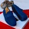 Blue Suede Penny Loafer